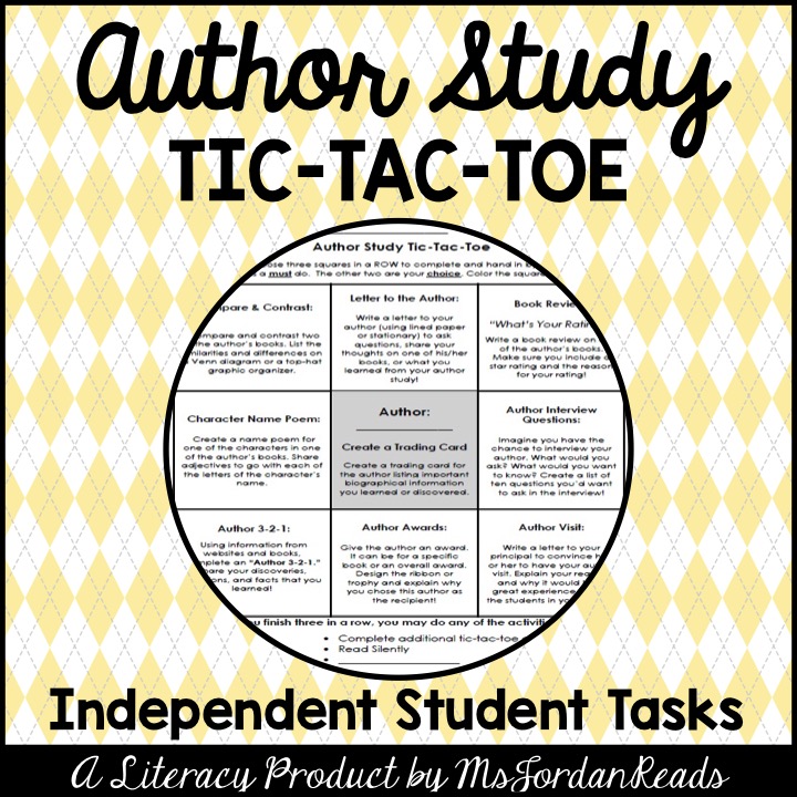 Author Study Tic Tac Toe | MsJordanReads