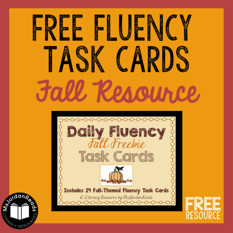 Fall Fluency Task Cards that you can download for your classroom FREE! | Free printable task cards for fluency practice at school or at home. Students will enjoy the variety of fluency tasks!