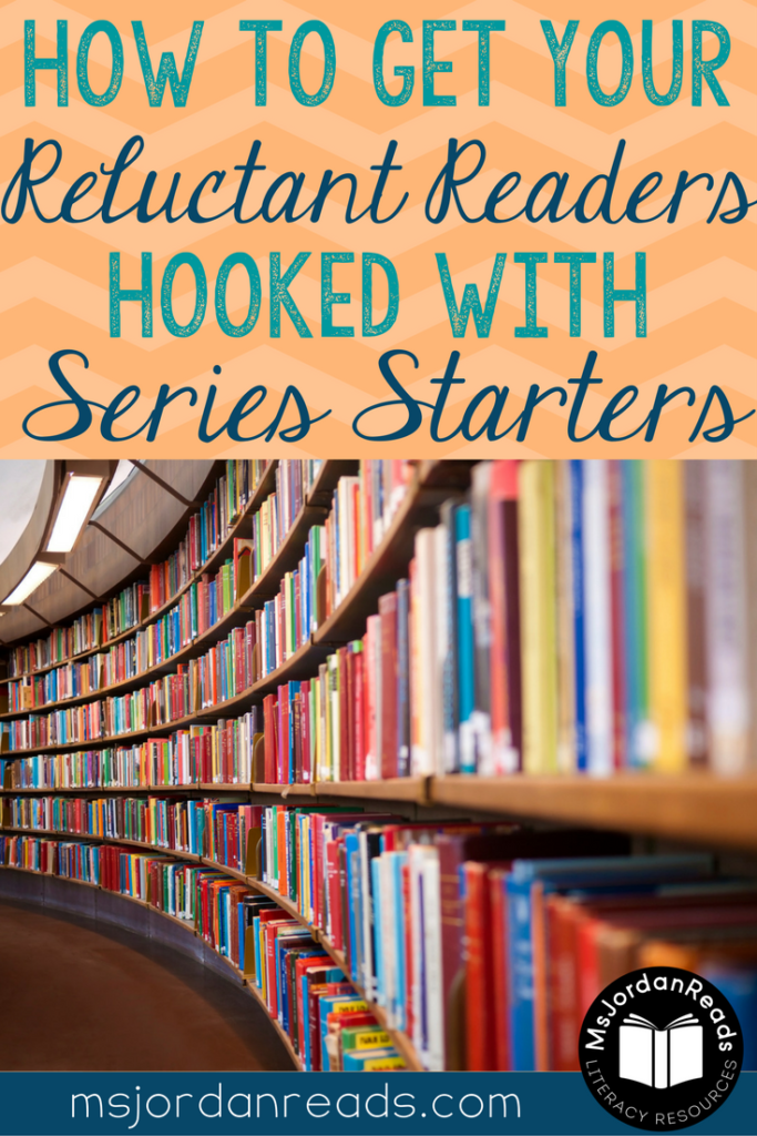 A blog post sharing a collection of elementary book series to hook reluctant readers. The collection includes a variety of engaging books and novels to motivate young readers to fall in love with reading.