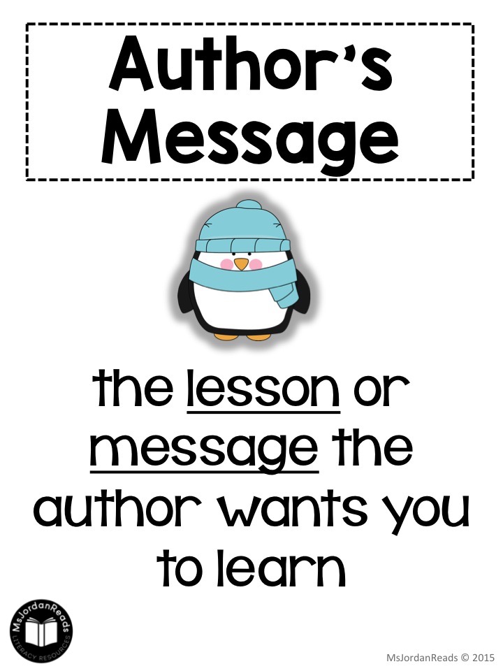 Teaching Author's Message with Penguin & Pinecone | Free Author's Message Poster