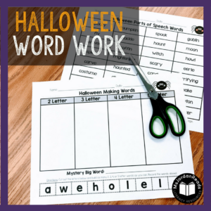 Halloween Word Work Resources | Reinforce phonics, decoding, fluency, and vocabulary with this fun, Halloween-themed collection of literacy activities. | Includes word sorts, sentence building, word puzzles, making words, and roll & read tasks.