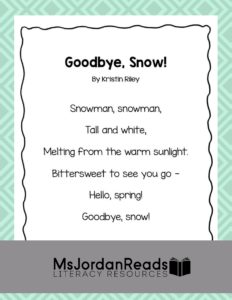 A FREE poetry resource for bringing fluency fun into your classroom this spring! This poem focuses on the transition from winter snow to spring flowers. Perfect for Poetry Month and for emergent readers in your classroom!