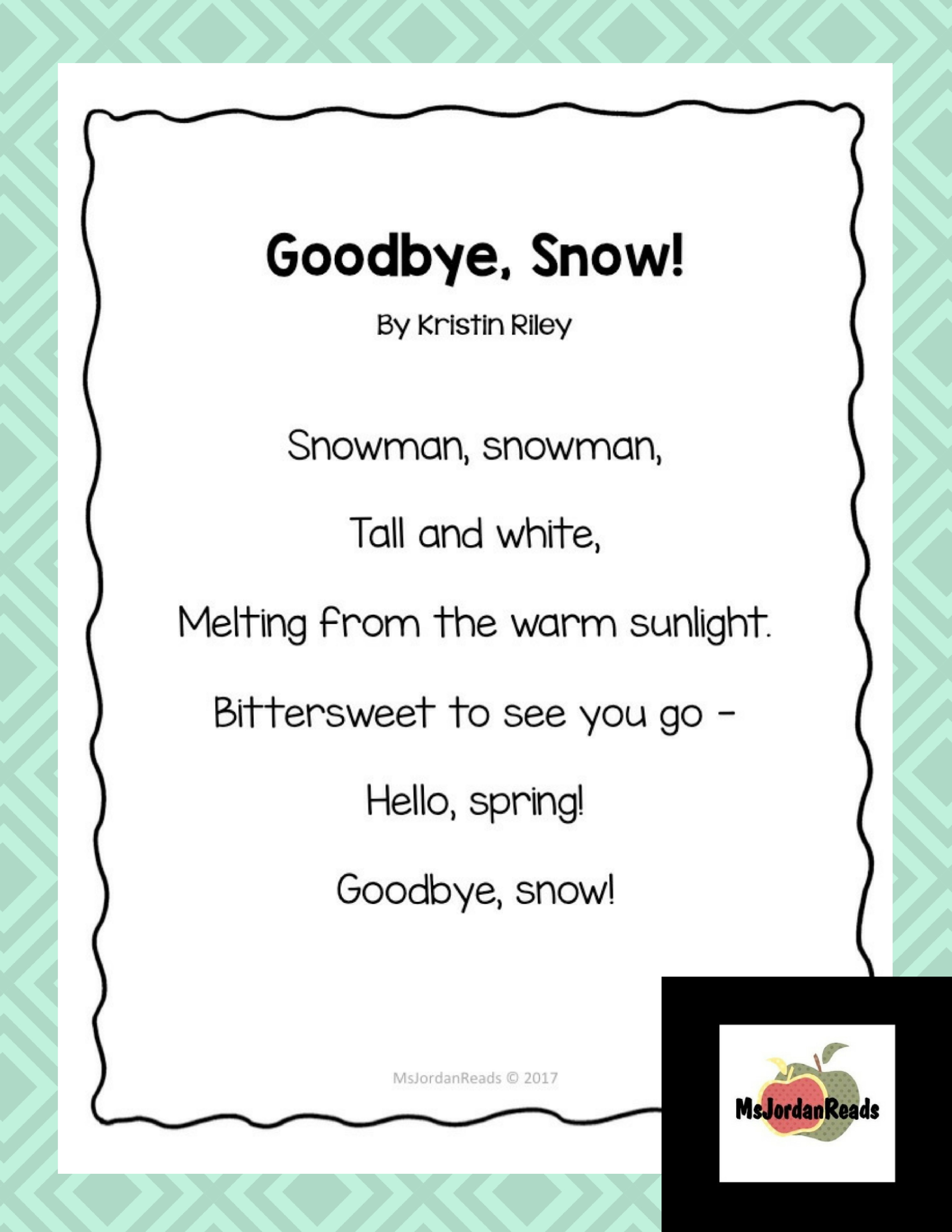 "Goodbye, Snow!" - A Free Poetry Resource for Spring ...