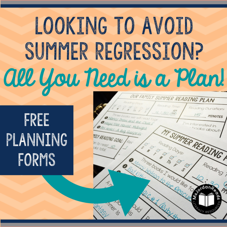 Dreading Summer Regression? All You Need is a Plan! | A blog post sharing ideas for avoiding summer regression. Includes free summer reading planning forms for teachers and parents hoping to avoid the "summer slide."