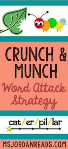 Crunch and Munch Words! | A word attack strategy for breaking apart words and decoding multi-syllable words. Includes reading strategy lesson ideas, graphic organizer, and free printables for the Crunch and Munch strategy.