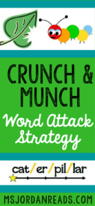Crunch and Munch Words! | A word attack strategy for breaking apart words and decoding multi-syllable words. Includes reading strategy lesson ideas, graphic organizer, and free printables for the Crunch and Munch strategy.