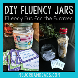 DIY Fluency Jars | Fluency activities to promote reading fluency at home over the summer. Fill the jars with fluency task cards, phrases, sentences, or any independent level text! 