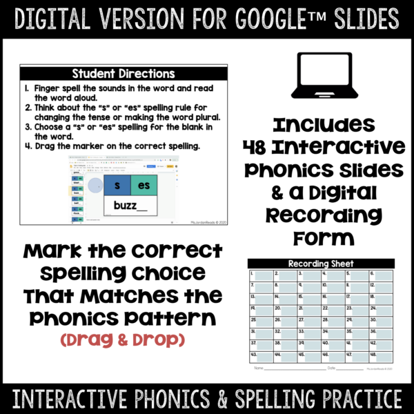 Clip-It Phonics & Spelling: S, ES Ending Rule- Printable and Google™ Slides - Image 2