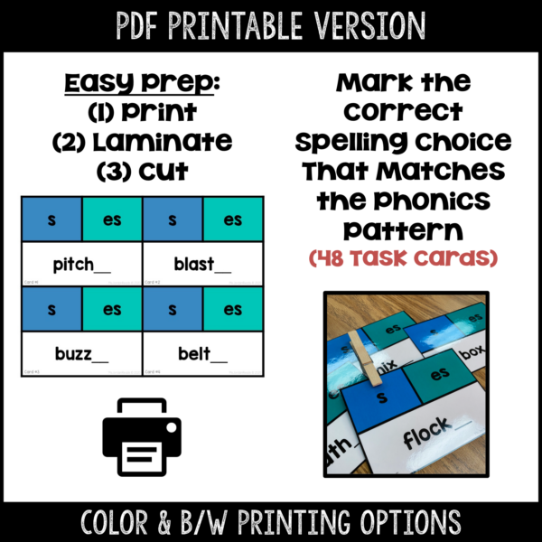 Clip-It Phonics & Spelling: S, ES Ending Rule- Printable and Google™ Slides - Image 3