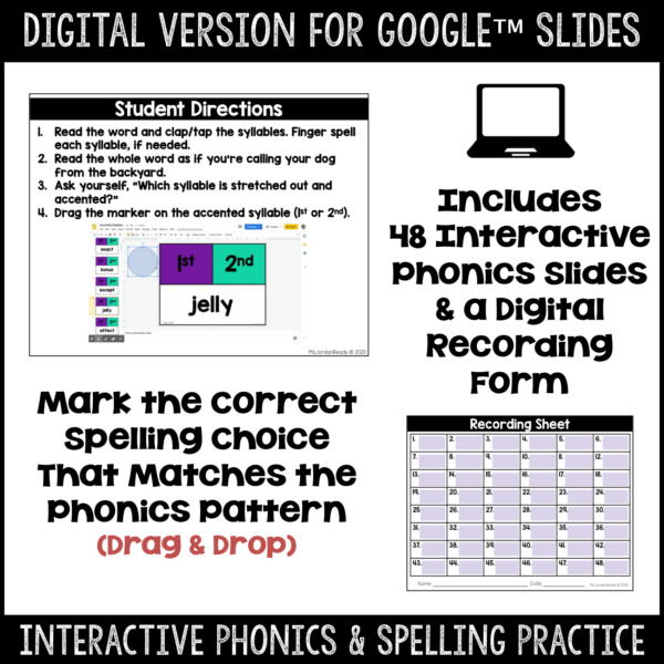 Clip-It Phonics & Spelling: Accented Syllables- Printable and Google™ Slides - Image 2