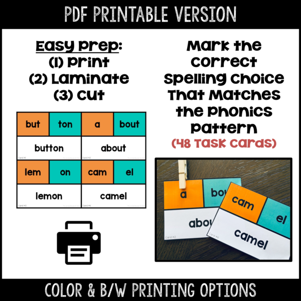 Clip-It Phonics & Spelling: Schwa- Printable and Google™ Slides - Image 3