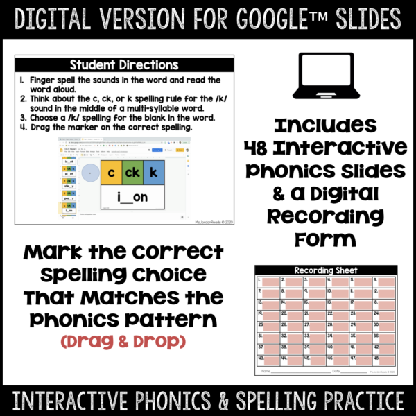 Clip-It Phonics & Spelling: Medial /k/- Printable and Google™ Slides - Image 2