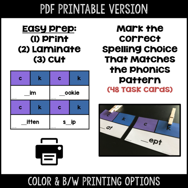 Clip-It Phonics & Spelling: Initial /k/- Printable and Google™ Slides - Image 3