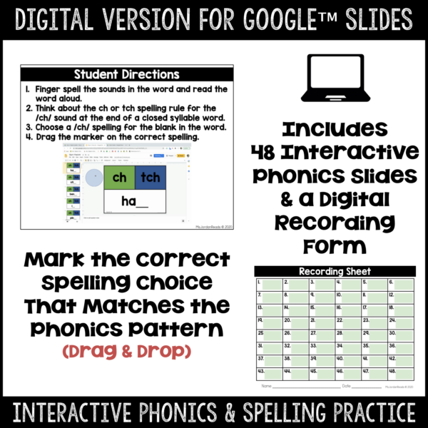 Clip-It Phonics & Spelling: Final /ch/- Printable and Google™ Slides - Image 2