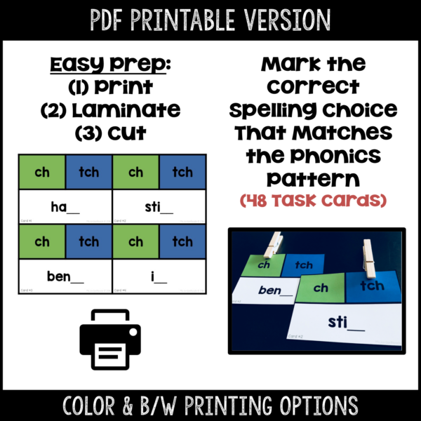 Clip-It Phonics & Spelling: Final /ch/- Printable and Google™ Slides - Image 3