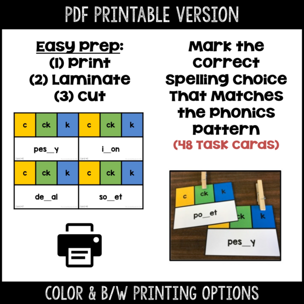 Clip-It Phonics & Spelling: Medial /k/- Printable and Google™ Slides - Image 3