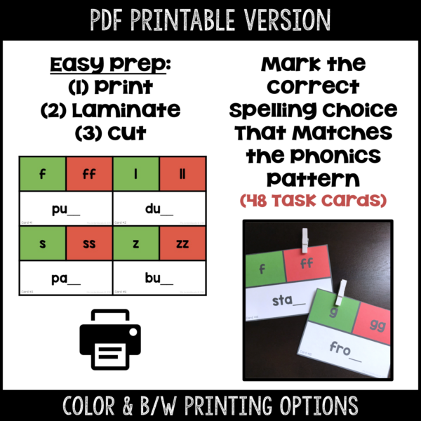 Clip-It Phonics & Spelling: FLSZ Floss Rule- Printable and Google™ Slides - Image 3