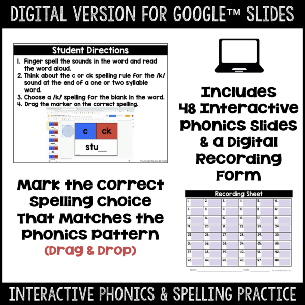 Clip-It Phonics & Spelling: Multi-Syllable Final /k/- Printable and Google™ Slides - Image 2