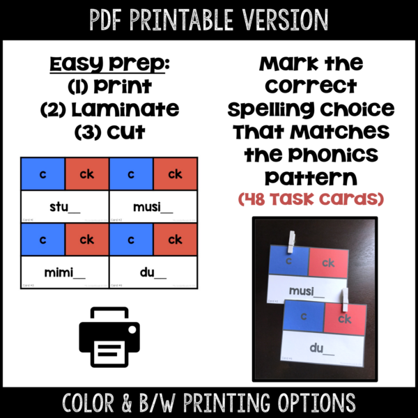 Clip-It Phonics & Spelling: Multi-Syllable Final /k/- Printable and Google™ Slides - Image 3