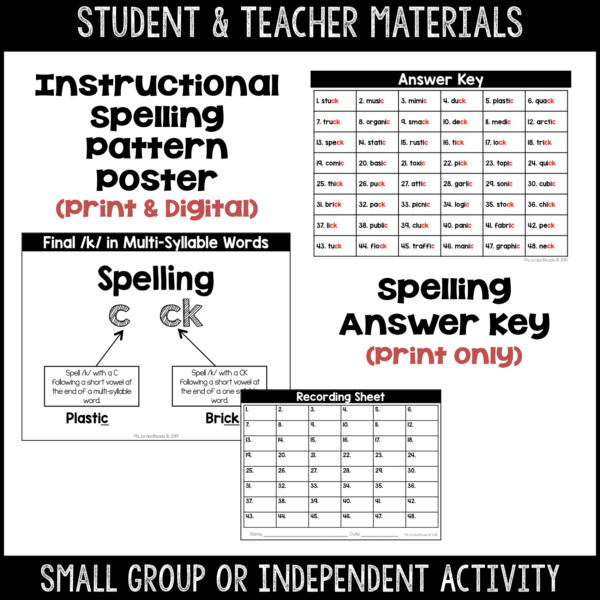 Clip-It Phonics & Spelling: Multi-Syllable Final /k/- Printable and Google™ Slides - Image 4