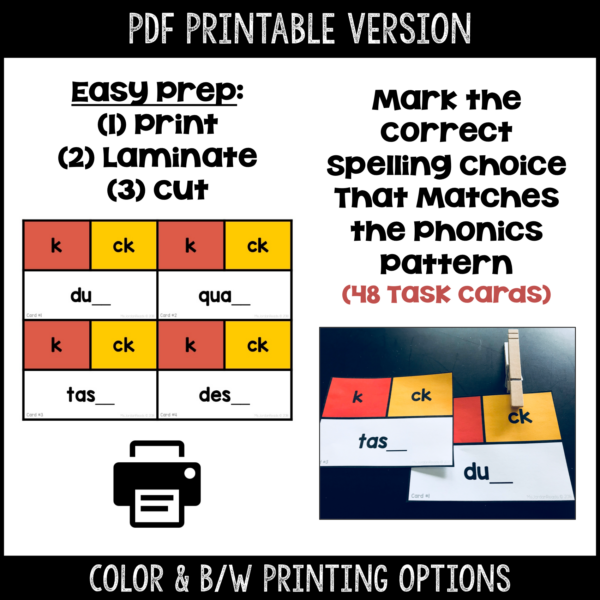 Clip-It Phonics & Spelling: Final /k/-Printable and Google™ Slides - Image 3