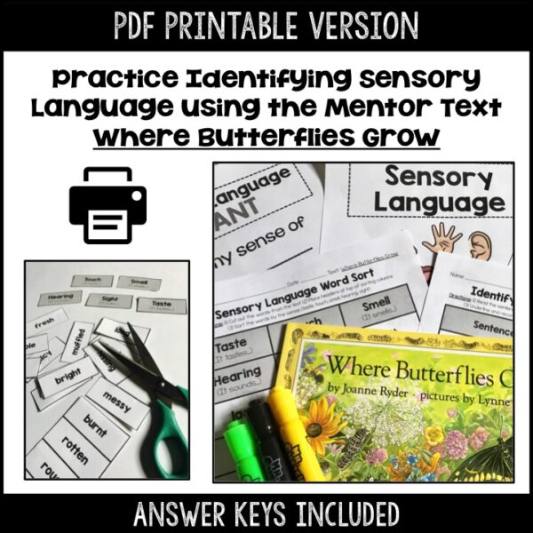 Sensory Language Mentor Text- Where Butterflies Grow | Digital + Print - Image 2