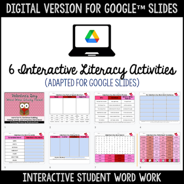 Valentine's Day Word Work & Literacy Activities | Print & Digital | Google™ Slides - Image 2