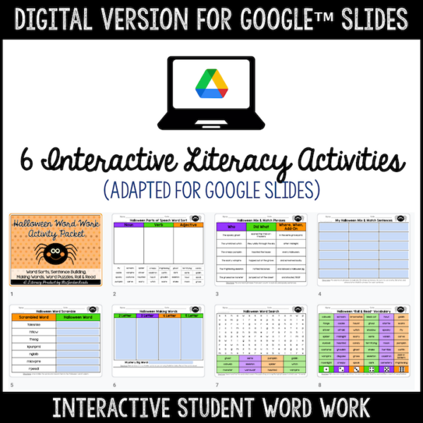 Halloween Word Work & Literacy Activities | Print & Digital | Google™ Slides - Image 2