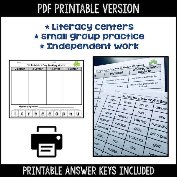 St. Patrick's Day Word Work & Literacy Activities | Print & Digital | Google™ Slides - Image 3