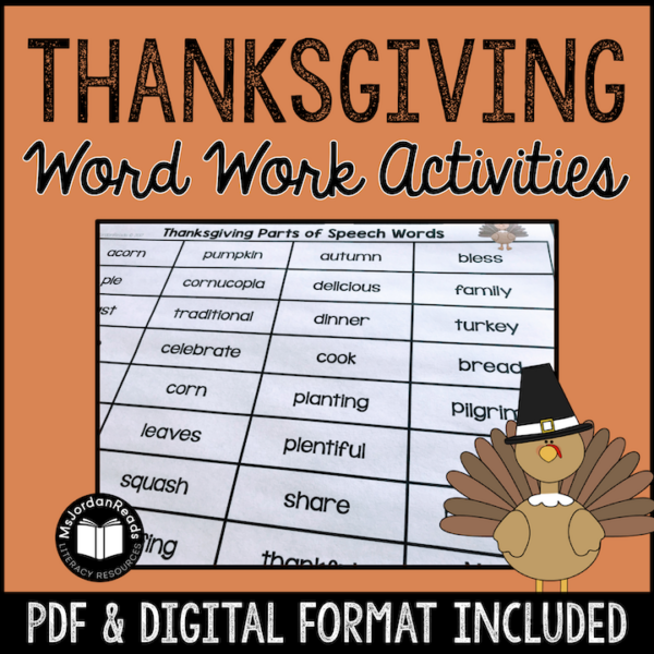 Thanksgiving Word Work & Literacy Activities | Print & Digital | Google™ Slides