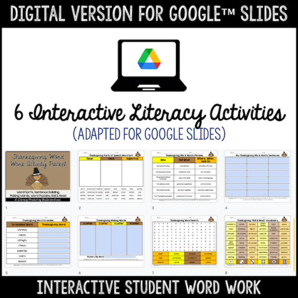 Thanksgiving Word Work & Literacy Activities | Print & Digital | Google™ Slides - Image 2