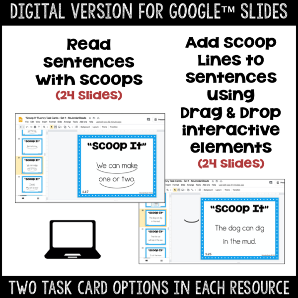 "Scoop It" Fluency Task Cards - Set 1- Printable and Google™ Classroom | Digital - Image 2