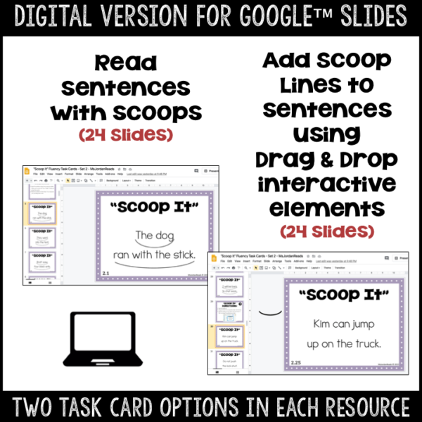 "Scoop It" Fluency Task Cards - Set 2- Printable and Google™ Classroom | Digital - Image 2