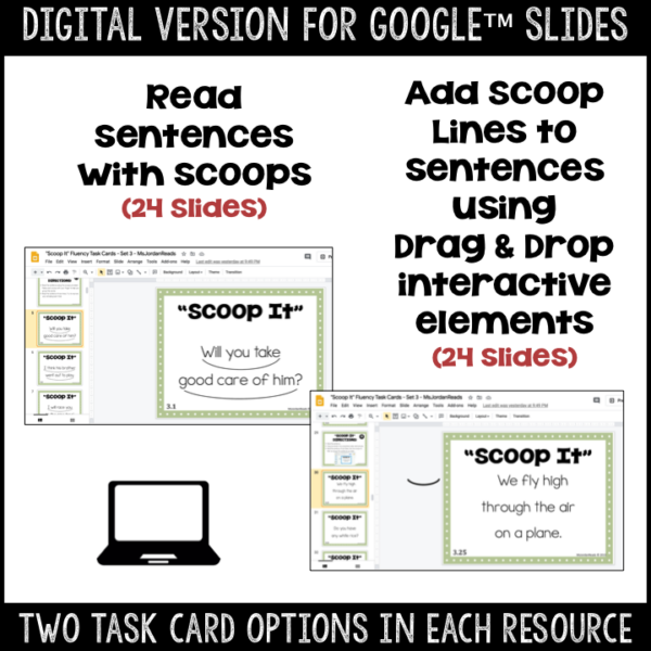 "Scoop It" Fluency Task Cards - Set 3- Printable and Google™ Classroom | Digital - Image 2