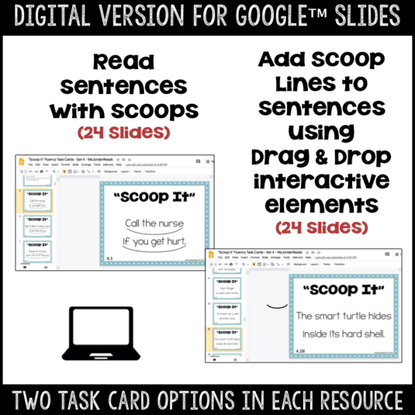 "Scoop It" Fluency Task Cards - Set 4 - Printable and Google™ Classroom | Digital - Image 2