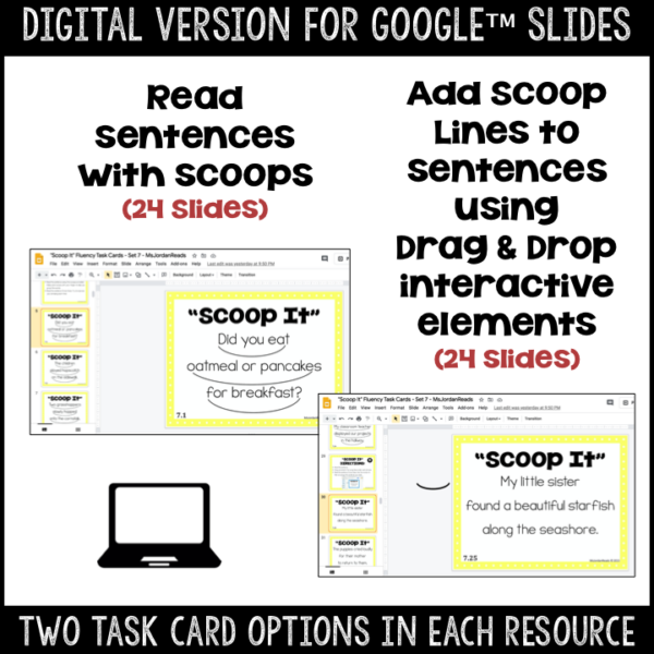 "Scoop It" Fluency Task Cards - Set 7 - Printable and  Google™ Classroom | Digital - Image 2