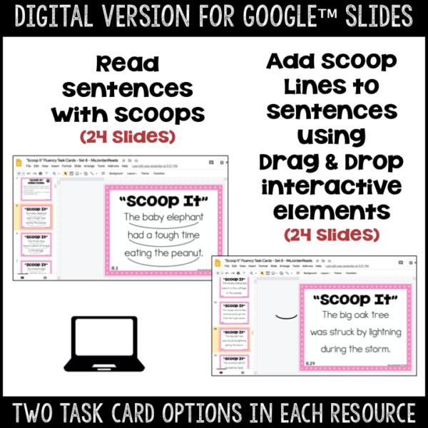 "Scoop It" Fluency Task Cards - Set 8 - Printable and Google™ Classroom | Digital - Image 2