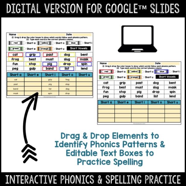 Phonics Color & Sort Word Work Activity | Google™ Slides | Print & Digital - Image 3