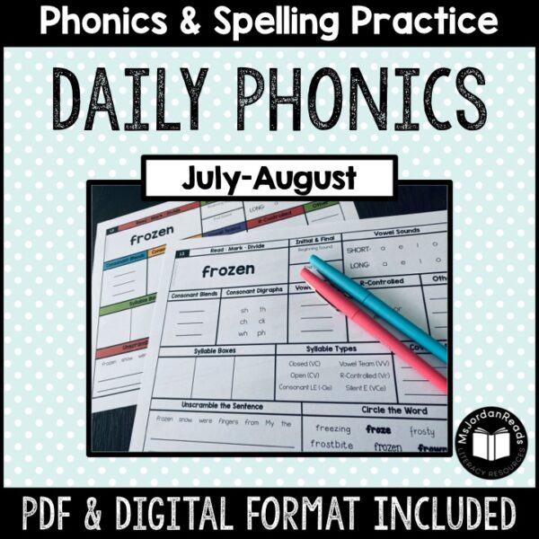 Daily Phonics Word Work | July-August | PRINT + DIGITAL | Google™ Slides