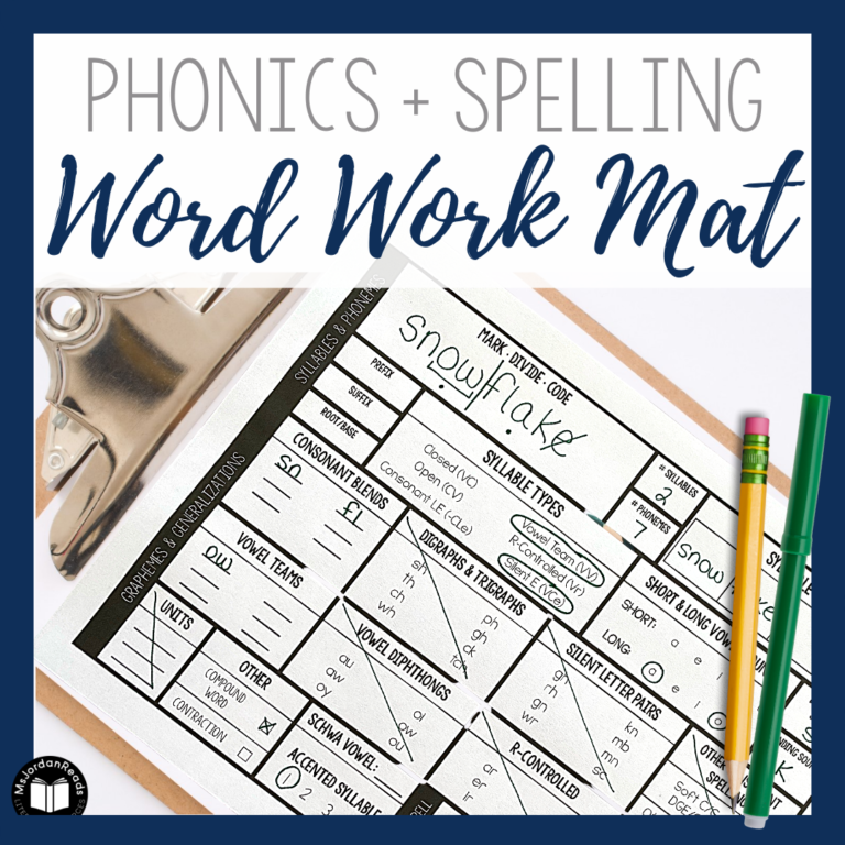 Phonics and Spelling Word Work Mat