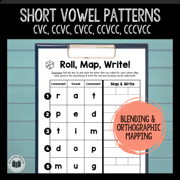 Short Vowel Word Mapping || Roll, Map, Write - Set 1 - Image 2